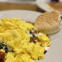 Breakfast Supreme Bowl · Eggs and potatoes, meat, or seasonal vegetables. Topped with cheese, and your choice of pork...