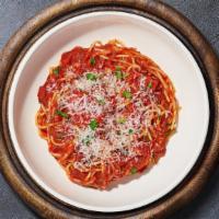 So-Spaghetti Marinara Pasta · Fresh tomatoes, olive oil, and basil ground to create the pomodoro sauce. Served with side o...