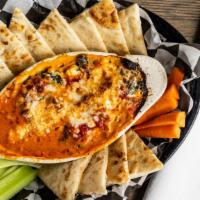 Italian Spinach Dip · Marinara - house special spinach artichoke dip - toasted garlic bread crumbs - served with t...