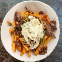 Steak Shawarma Philly Fries Bowl · Crispy fries, topped with steak shawarma, grilled onions, bell peppers, mushrooms, cheese, a...