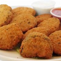 Fried Zucchini · Fresh zucchini lightly breaded and fried to a golden brown. Served with marinara and ranch.