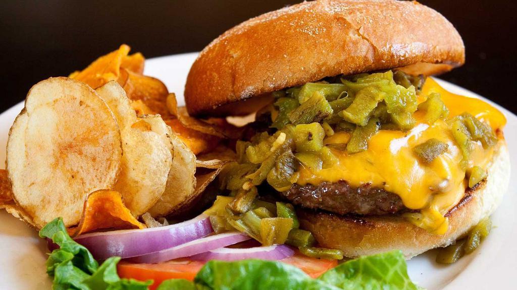Green Chile Cheese Burger · Topped with our fresh green chile and cheese.