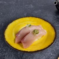 Yellowtail Nigiri · Slice of yellow tail over rice. (2 Pieces)
