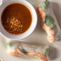 Spring Rolls Goi Cuon · Rice paper rolls with lettuce and vermicelli with a choice of shrimp, chicken, pork, vegetar...