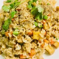 Mix Fried Rice (Cơm Chiên Dc) · Fried rice, tofu, carrots, veggies, vegan ham….… (Gluten Free Option)