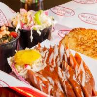 Smoked Hot Link Platter · Smoke hot link sausage, sliced then topped with our house made sweet and tangy BBQ sauce and...