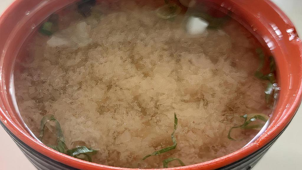 Miso Soup · Ground soy bean, tofu, seaweed, green onion.