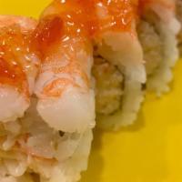 Ichi Roll · Crab salad, cucumber inside shrimp, peanut, sweet chili sauce.