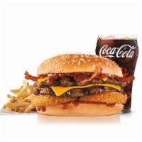 Double Western Bacon Cheeseburger® Combo · Two charbroiled all-beef patties, two strips of bacon, two slices of melted American cheese,...
