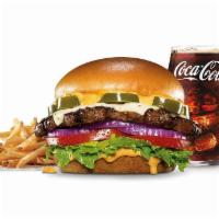 Jalapeño Angus Burger Combo · A 1/3 lb. Charbroiled Angus Beef patty, Pepper Jack cheese, jalapeño coins, and Santa Fe Sau...
