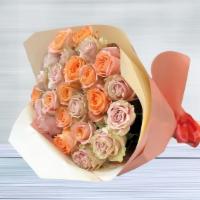 Pink & Peach Roses Wrap · Lavender European style wrap (light pink and lavender roses).