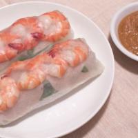 Gỏi Cuốn · (Spring rolls ) Thinly slices boiled pork & shrimp. with vemicelli noodle wrap in a rice pap...
