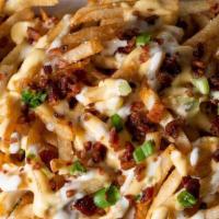 Works Fries · Basket of Fries with Ranch, Cheese Sauce, Bacon and Scallions