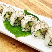 California Roll · Crab, avocado, cucumber, and sesame. Freshly prepared Hybrid style sushi roll.