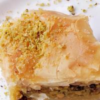 Baklava · (Vegetarian) Flaky filo with nuts and honey, fresh from Lebanese bakery. Traditional pistach...