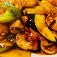🌶 Szechuan Shrimp  四川虾 · Medium Spicy! Shrimp sautéed in spicy sauce with green pepper, carrot, zucchini, garlic and ...