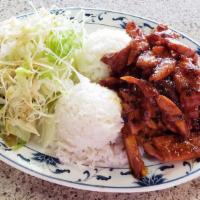 T-4 Teriyaki Spicy Chicken · Spicy. Charbroiled meat served with tasty teriyaki sauce made fresh everyday. Served with ri...