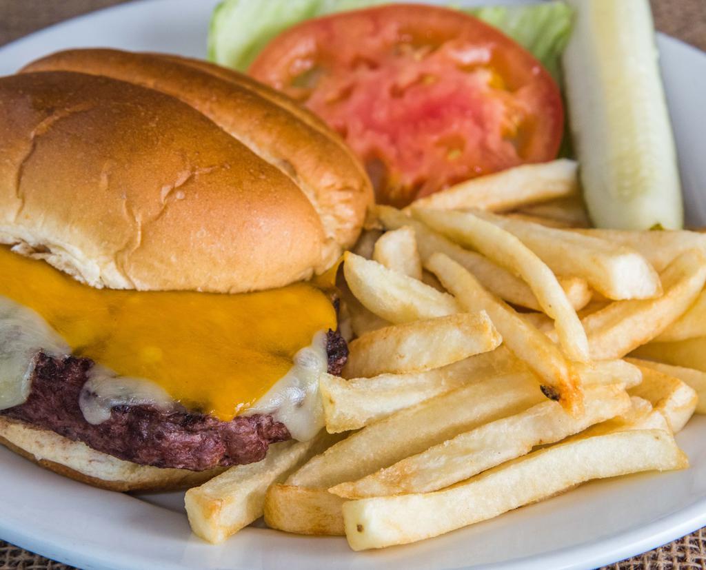 92Nd Street Burger · A 92 favorite! A juicy burger topped with swiss and cheddar cheeses, served with lettuce, onion, & tomato.
