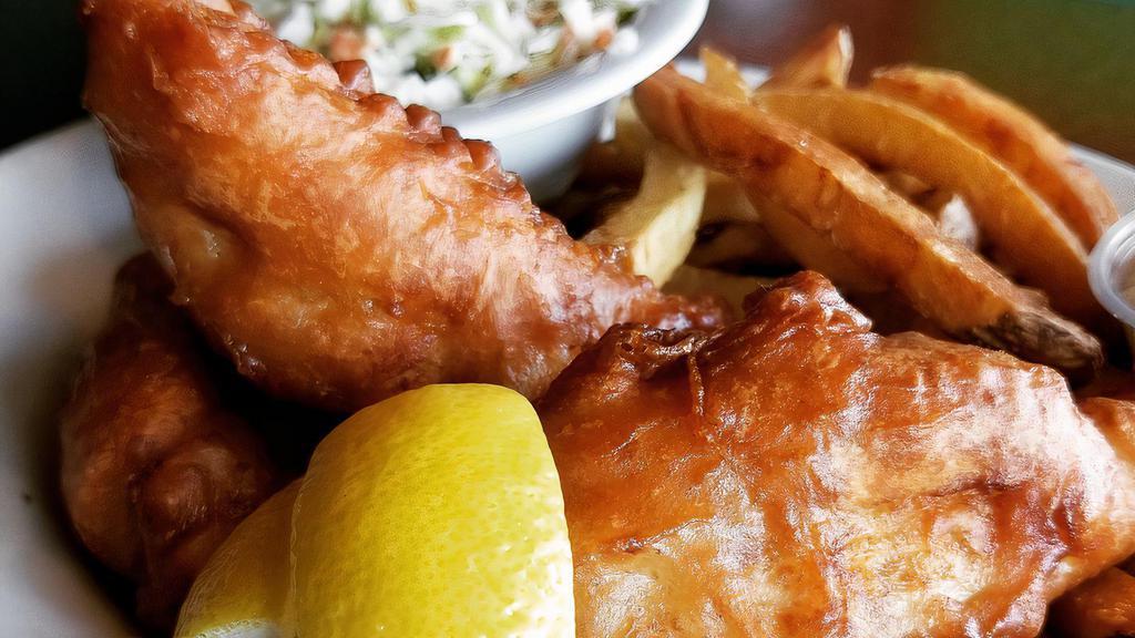 Friday Fish Fry (Fridays Only) · Voted #1 in Scottsdale! Three large pieces of Atlantic Cod, hand-battered & deep fried, and served with French fries, housemade coleslaw, tartar sauce, and a lemon. Add a cup of our famous clam chowder for $2.99!