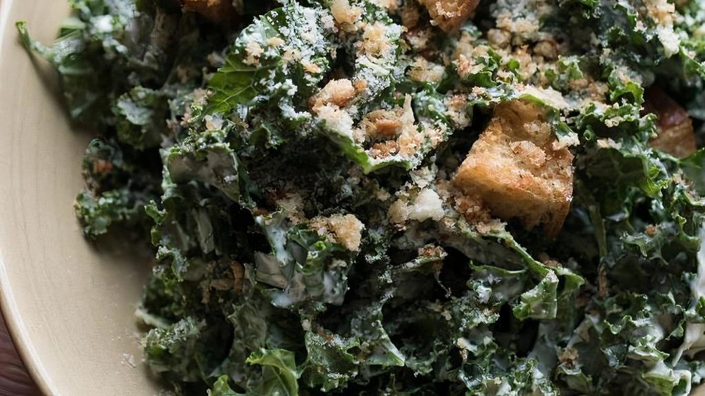 Kale Salad · Croutons, lemon-peppercorn dressing, parmesan.. ADDITIONS Crispy Chicken 4 Add Wild Salmon* 7