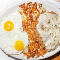Chicken Fried Steak & Eggs · Largest cut in town! Breaded beef steak golden fried and smothered with our homemade old fas...