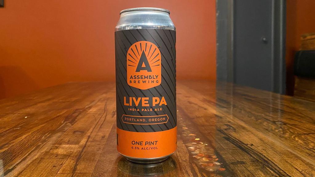 Live Pa- 16Oz Can · A malty IPA with caramel notes. Centennial hops lend a sweet orange aroma and lemon notes on the finish
6.3% ABV
