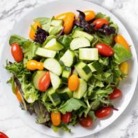 Eve'S Garden Salad  · Romaine, cherry tomatoes, carrots, hard boiled eggs, mixed nuts, black olives, and bleu chee...