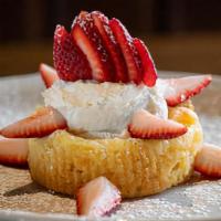 Warm Butter Cake · wonderfully rich butter cake with fresh strawberries and cream