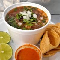 Birria Consome · Consome exquisite savory mexican dish BIRRIA DE RES slow cooked beef birria meat adovo broth...