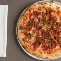 Carnivorous (Yep, A Ton Of Meat!) · Tomato sauce, Italian sausage, zoe's pepperoni, salami, bacon, and shredded mozzarella.