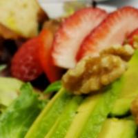 Strawberry Salad · spring leaves,strawberry,avocado,walnut & slices of bread