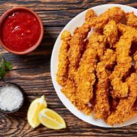 Chicken Fingers With Singapore Hot Sauce · Delicious chicken fingers battered and fried to perfection. Served with Singapore
hot sauce.