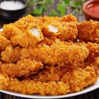 Chicken Fingers With Honey Hot Sauce · Delicious chicken fingers battered and fried to perfection. Served with honey hot sauce.