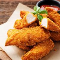 Chicken Fingers With Hot Bbq Sauce · Delicious chicken fingers battered and fried to perfection. Served with hot BBQ sauce.