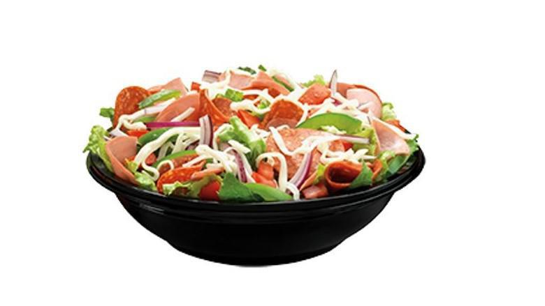Antipasto Salad (Large) · Lettuce, tomato, onion, green peppers, ham, pepperoni, and mozzarella cheese with your choice of dressing.