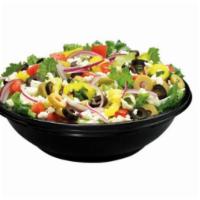 Mediterranean Salad (Individual) · Lettuce, red onions, tomatoes, black and green olives, banana peppers, and feta cheese, with...