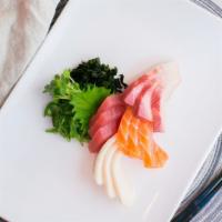 Sashimi Plate (Small) · 3 types, 9 total slices of assorted fresh raw fish.