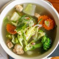 Vegetable Soup · Clear broth with mixed veggies, tofu and glass noodles.
