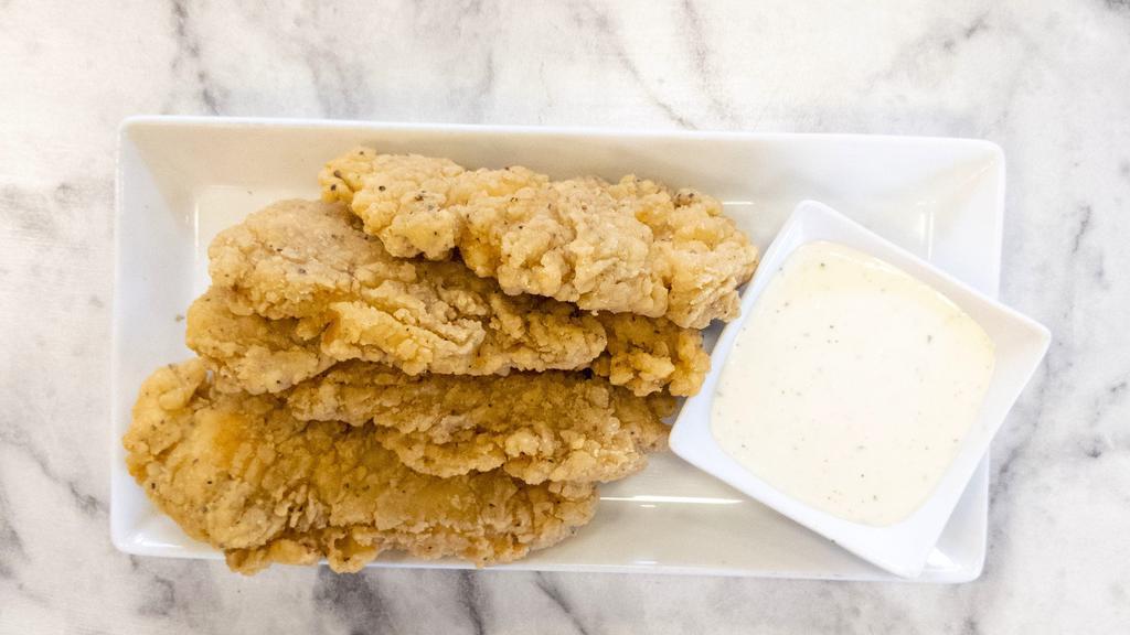 Chicken Tenders · Deliciously crispy strips of hand breaded tender chicken breast with choice of 1 flavor-packed sauce.