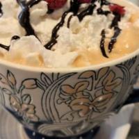 Raspberry Mocha · Espresso, premium chocolate, steamed milk, hazelnut, raspberry syrup.