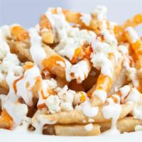 Buffalo Fries · French fries | bleu cheese | buffalo sauce ranch add grilled or crispy chicken for an additi...