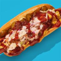 Vegan Sweet Carolina · Vegan dog topped with our house vegan cheese sauce, grilled onions & peppers, pickled jalape...