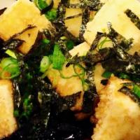 Agedashi Tofu · Deep fried tofu in sauce.