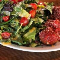 Half Mama Vaughan'S Meatball Salad - New · romaine mix,  fresh tomatoes,  red onion, pepperoncinis, cucumber, kalamata olives, topped w...