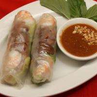 Gói Cuốn Tôm Thit - Spring Rolls (2) · Steamed shrimp, grilled pork, rice noodles, lettuce, cucumber, and mint wrapped in rice pape...