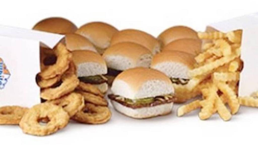 Chicken And Cheese Meal Cal 3220-3360 · 20 piece Chicken Rings, 10 Cheese Sliders, 1 Sack Of French Fries. Choose from American, Jalapeno, or Smoked Cheddar Cheese.