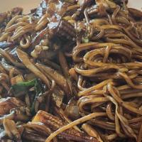 Jaengban Jajang · Noodle with black soy bean sauce are stir-fried with variety of vegetables , pork and seafoo...