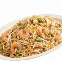 Shrimp Fried Rice  · Shrimp fried rice served with assorted vegetables, bean spouts and fresh egg
