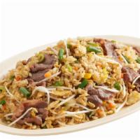 Beef Fried Rice · beef fried rice served with various vegetables, bean spouts and fresh eggs.