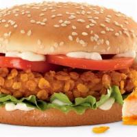 Chicken Burger · Chicken breast patty, cheddar cheese, pickle, tomato, onion, lettuce, ranch dressing, mayo, ...